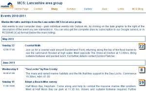 MCS diary screen-shot